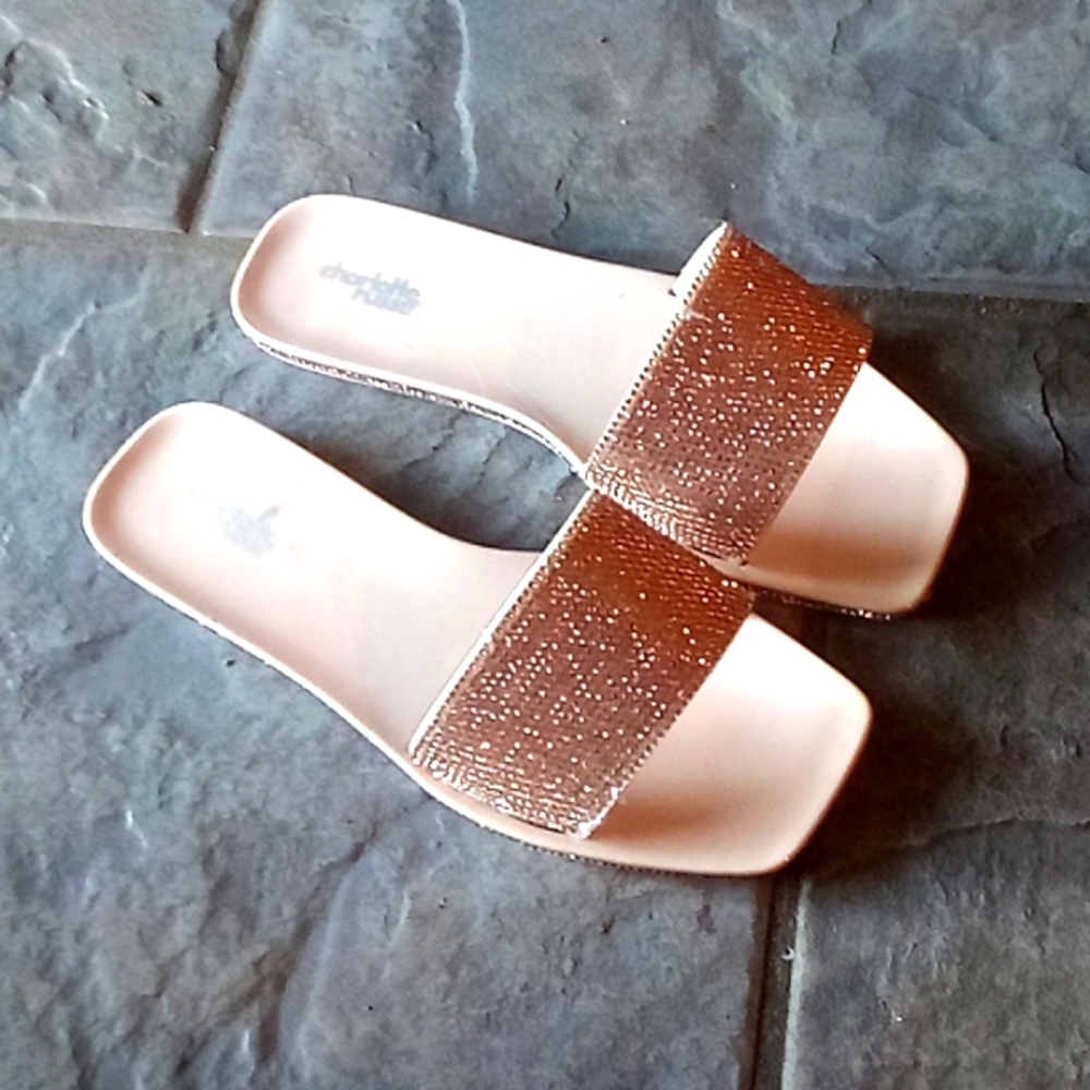 Charlotte Russe hard plastic sparkled slides